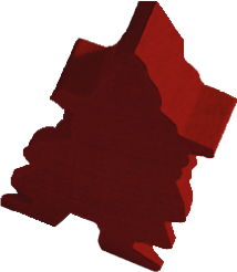 Rote Nikolausfigur aus Holz.